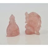 Two Chinese rose quartz hardstone carved figures.