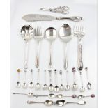 A collection tea/coffee spoons, to include 12 hallmarked silver examples, two stamped 800 and four