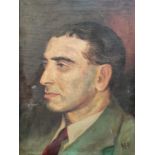 Newton H. Oil on canvas portrait of a man in profile, signed. Approx. 31cm x 41cm