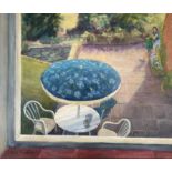 Two BETTY HECKFORD, one framed, signed, oil on canvas, titled ‘Blue Umbrella’ on verso, blue