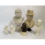 Five white busts of Sir Winston Churchill, together with one bronze bust of Sir Winston Churchill on