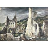 ALBERT BELL FOSTER, signed, framed, titled ‘Byland Abbey’, watercolour on paper, ruins of an abbey