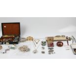 A collection of costume jewellery, to include various ladies wristwatches, a silver oval patterned