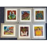Six Charles Messent oil on paper works, two works signed