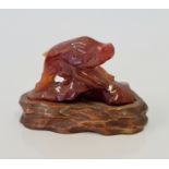 A Chinese agate hand carved figure of baby wild boar.