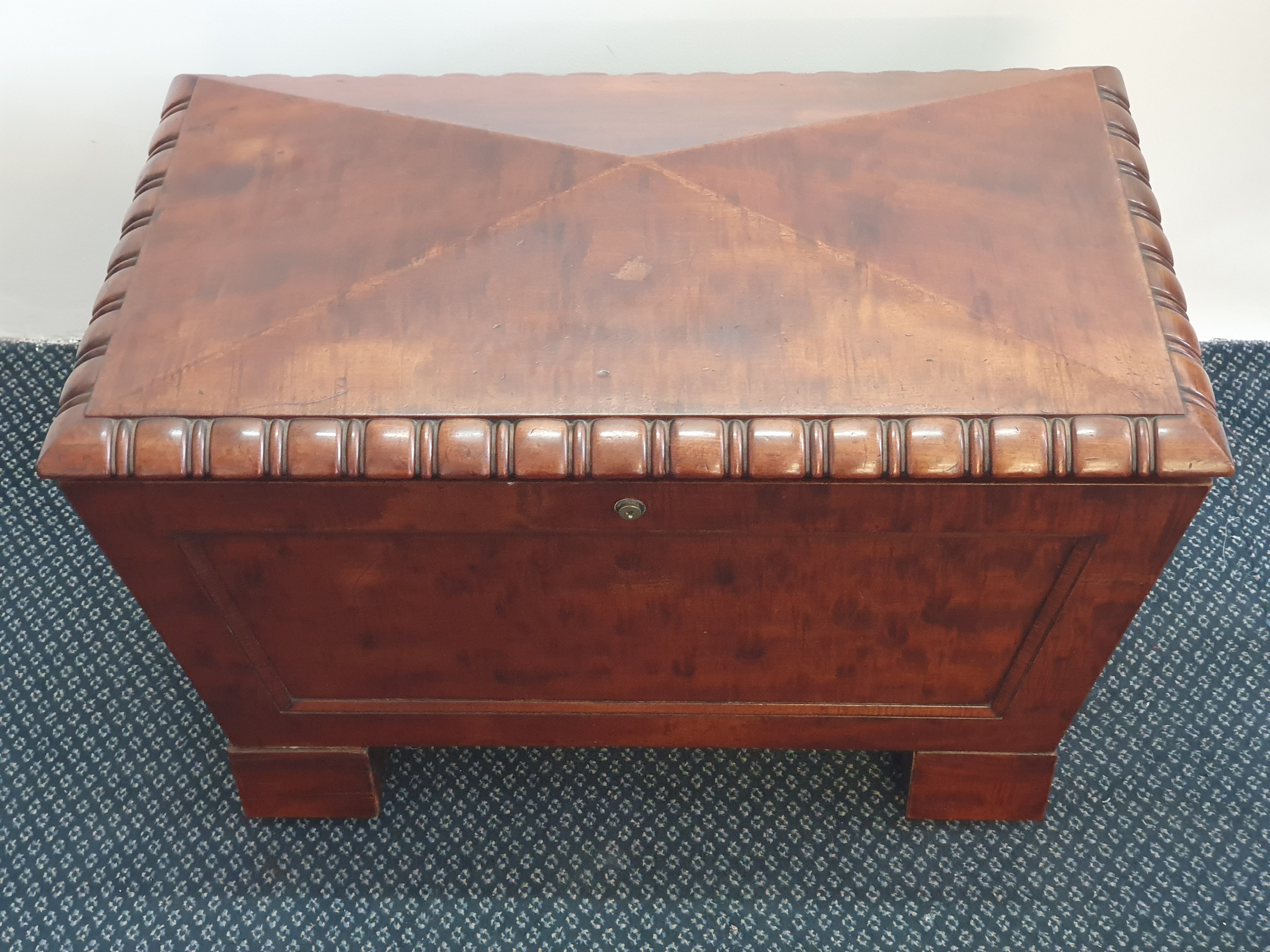 A 19th century mahogany sarcophagus shaped led lined wine cooler with hooped handles to side. - Image 2 of 2