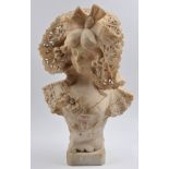 Adolfo Cipriani Young Woman alabaster bust, signed to back