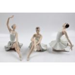 Three Royal Dux ballerina figures designed by David Vladimir