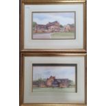 Two watercolours with indistinguishable signature. Depicting homesteads, with trees to background