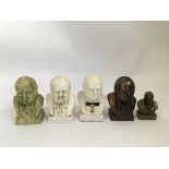 A collection of five various busts of Sir Winston Churchill