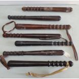 A collection of seven truncheons.