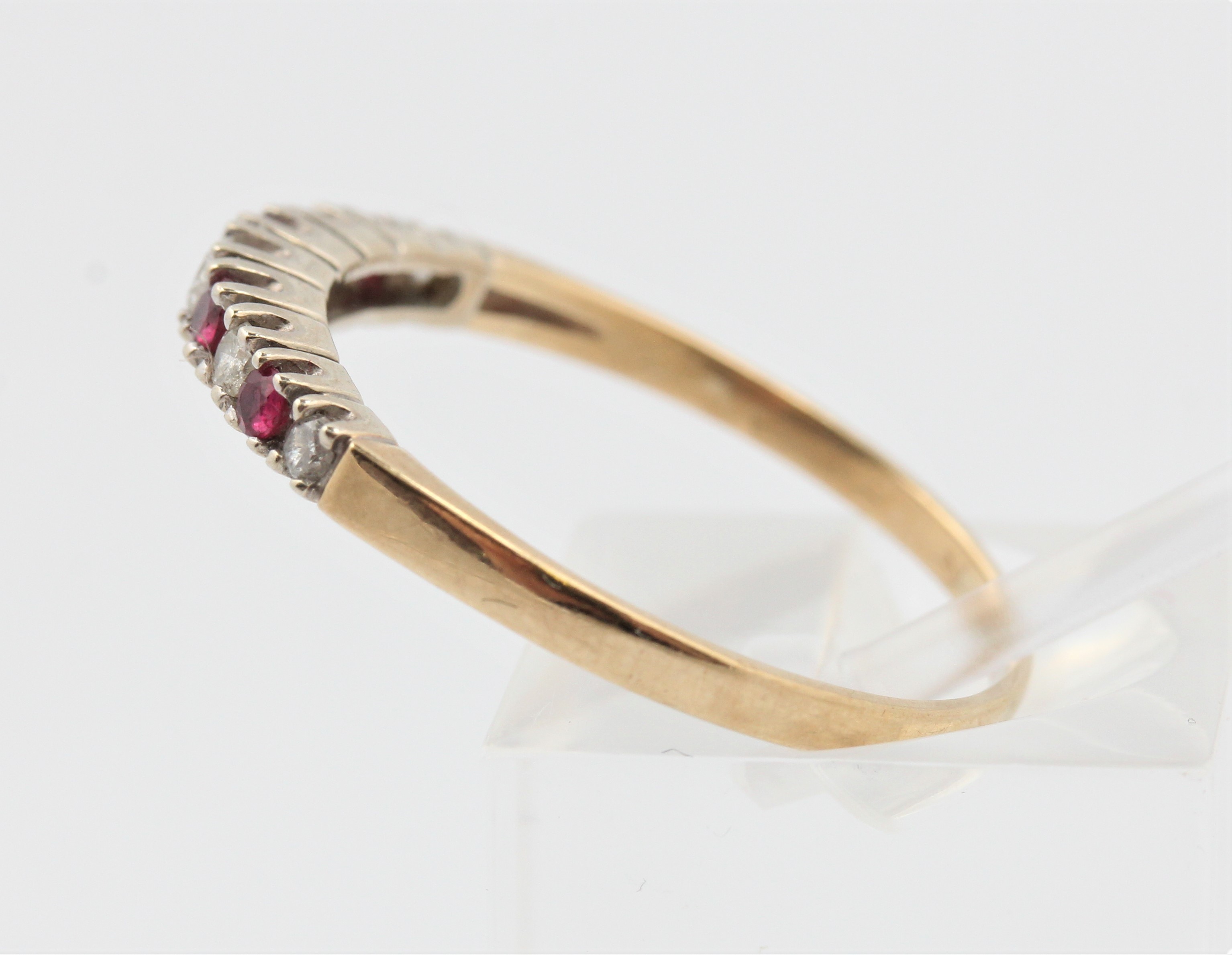 A hallmarked 9ct yellow gold ruby and diamond half eternity ring, ring size Q1/2, approx. weight 1. - Image 4 of 4