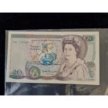 Two uncirculated, consecutive twenty pound notes. Chief cashier D.H.F. Somerset. Numbers 70A