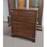 A mahogany four drawer chest on bracket feet, together with a mahogany swing toilet mirror