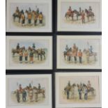 A set of six prints of Indian army by K. Simkin, five framed and one unframed. Approx 38cm.