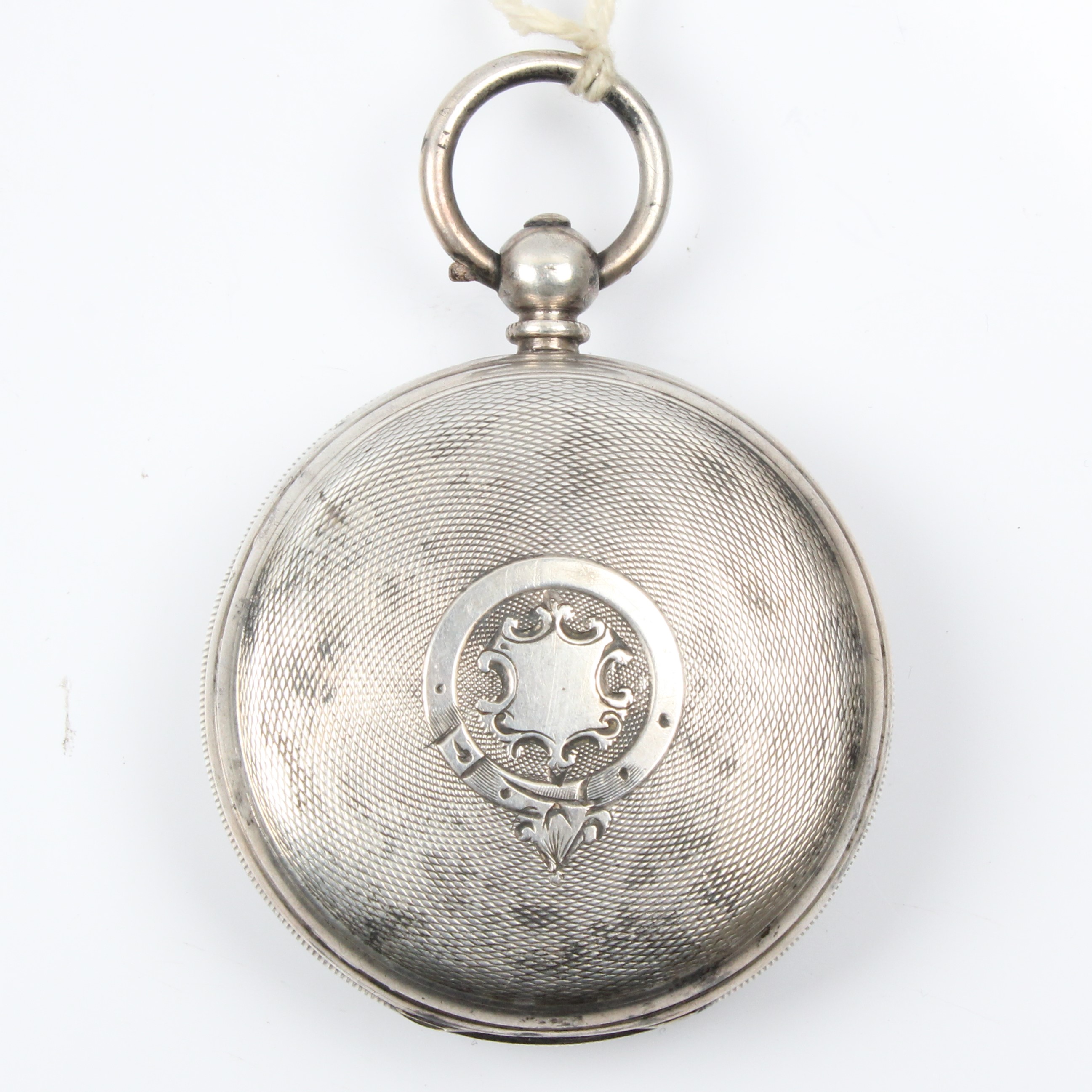 A Victorian silver fusee movement open face pocket watch, the cream enamel dial having hourly - Image 2 of 2