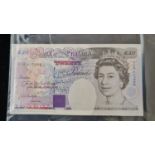 Two uncirculated, consecutive twenty pound notes. Chief cashier G.E.A. Kentfield. Numbers Y16 317568