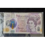 Two uncirculated consecutive number twenty pound notes. Chief cashier Sarah John. Numbers BD64 46527