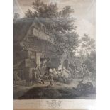 WILLIAM WOOLLET. Etching of a rural scene titled 'The Cottages' dated June 1765. Approx 26cm.