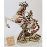 A CapoDimonte Tiziano Galli Figure far west cherub children on horse.