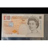 Four uncirculated ten pound notes. Chief cashier Merlyn Lowther. Numbers AA17 361081, AA40 363083,