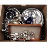 A large colection of EPNS ware to include, teapots, spoons, bowls, salvers, trays, toast rack, jugs,