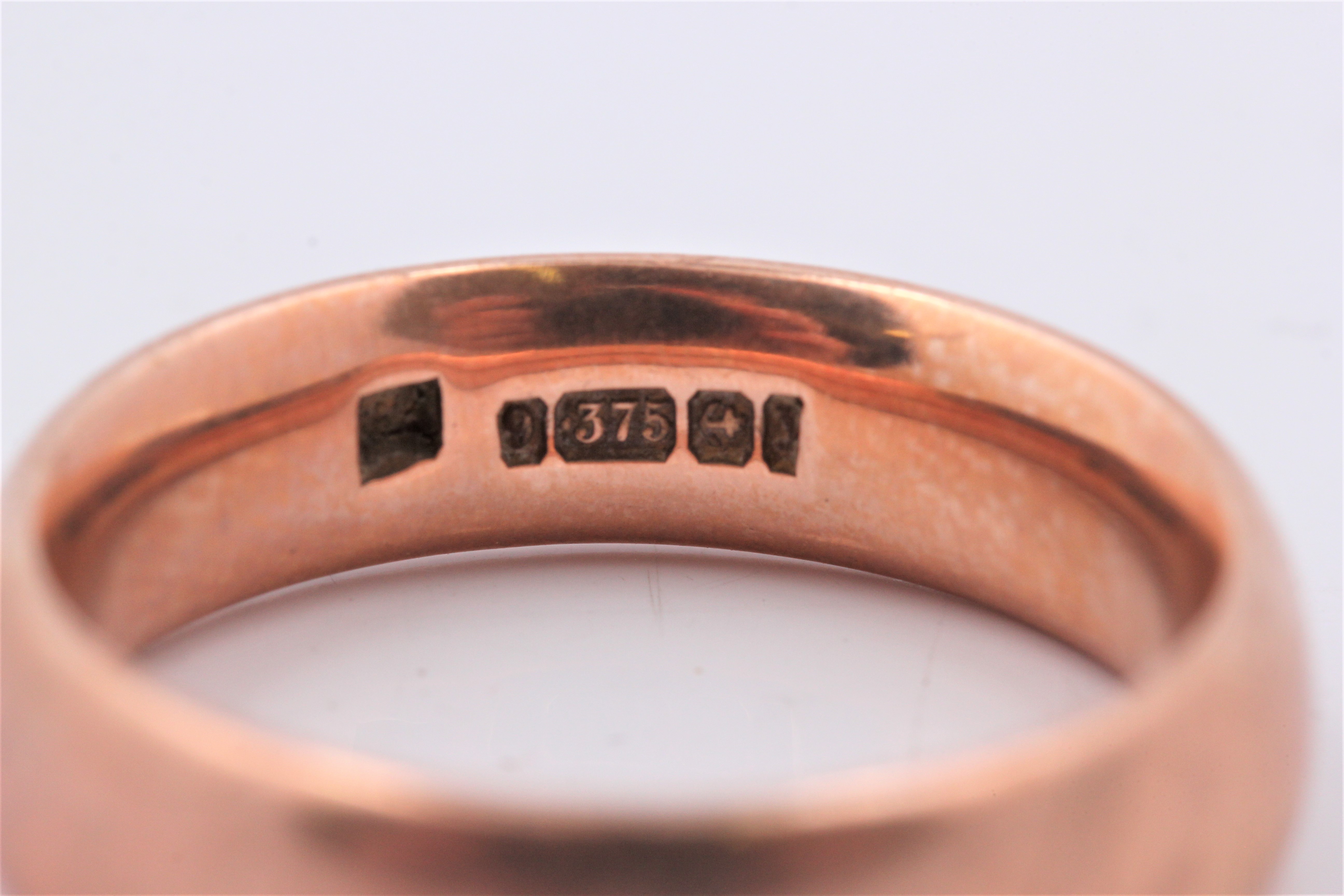 A hallmarked 9ct rose gold plain wedding band, ring size U, approx. weight 10.5g. - Image 2 of 2