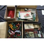 A box containing a quantity of dinky diecast cars, Spot on, Corgi all unboxed, with James Bond Aston