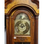 A Seth Thomas mahogany and walnut long-case clock with Westminster chime, brass face dial, large