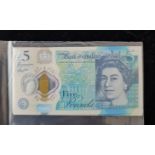 Ten uncirculated, consecutive five pound notes. Chief cashier Victoria Cleland. Numbers AC02