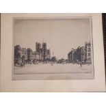 An etching of a Paris street scene, signed Henry Rushbury (ARR)