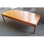 A Large Teak Three Drawer Coffee Table with Arch Back