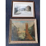 Two picture prints, to include MORTON, a scene depicting a Dock and cliffs to the background and