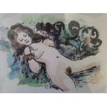 SIDNEY D'HORNE SHEPHERD, framed and signed, monotype "reclining nude" to include details to back