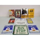 Western National Bus Stop sign, together with a collection of small reproduction advertising