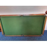 An oak framed slate bed Quarter size snooker table with mini table top snooker table with balls