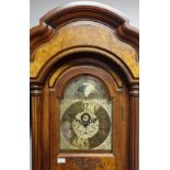 A Seth Thomas mahogany and walnut long-case clock with Westminster chime, brass face dial, large