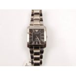 EMPORIO ARMANI: Emporio Armani rectangular dial wrist watch. AR1642