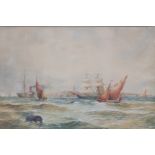 THOMAS BUSH HARDY, framed, signed, oil on canvas. Depicting a nautical scene with various