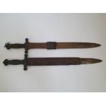Two French Artillery Swords with brass handles.