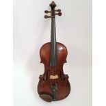 A violin labelled "Jacobus Stainer in Absam, prope Oenipontum 17??", with case and bow.