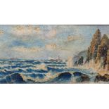An oil on canvas seascape painting, signed S. Banton, 1903. Approx. 49.5cm x 24cm