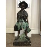 After August Moreau, “Boy Hunter”, bronze statue, signed to base. Approx. height 105cm