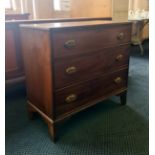 A 19th century oak three drawer chest.