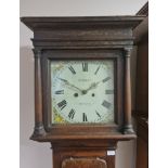 An oak long-case S. Yeates Penrith clock with weights and pendulum