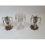 A collection of three Victorian candlestick lustres.