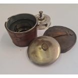 A WW1 cooking pot with leather cover.