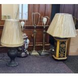 Five various lamp bases to include one pair and ginger jar style.