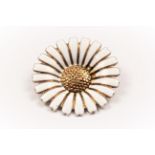 A Danish enamelled daisy brooch, stamped VB Sterling Denmark.