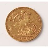 An 1888 Victoria full sovereign.